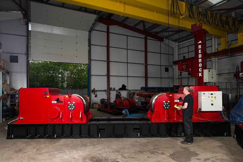 Initial shot of welding positioning machine before background is cut out. Photography by Glasgow commercial and industrial photographers Blink Imaging