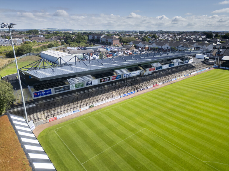 Drone photography of Ayr United Stand We were asked to take aerial drone photographs of Ayr United’s new stand in Ayr. This presented a slight problem due to its proximity to Prestwick Airport. Fortunately, as Glasgow Drone photographers we are fully qualified and can obtain the necessary permissions for this.