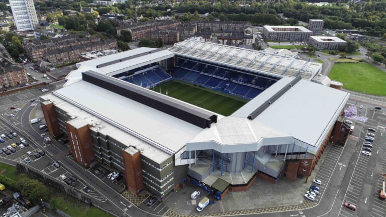 Drone photography of Ibrox Stadium Ibrox stadium in Glasgow is a well known landmark in Glasgow as it is the home of Glasgow Rangers. As Aerial Drone photographers we are often commissioned to take aerial photographs of buildings and developments in the city.