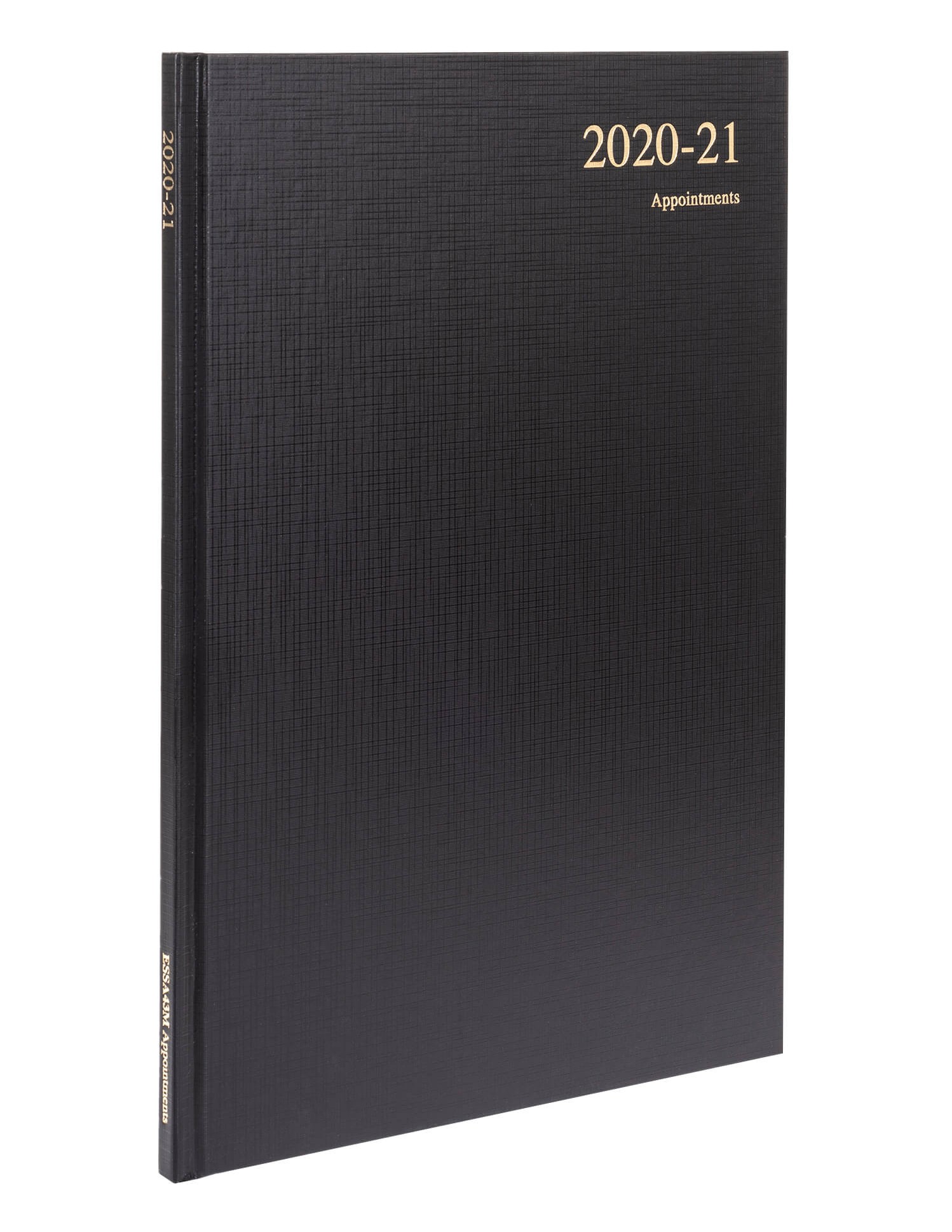 Product photograph of a 2020-21 black appointment diary