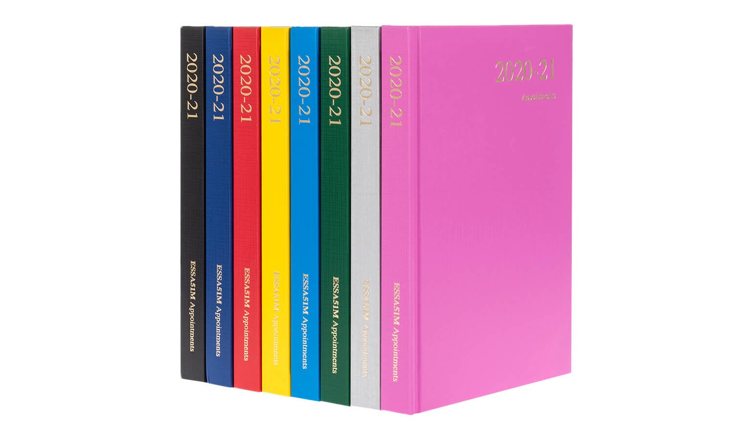 Product photographs of colourful diaries