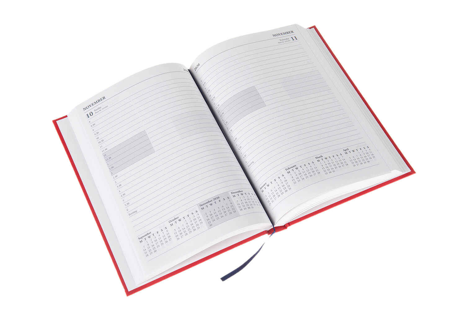 Product photography of an open diary