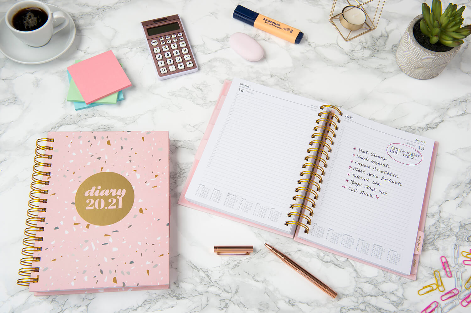 Advertising lifestyle photograph of diaries