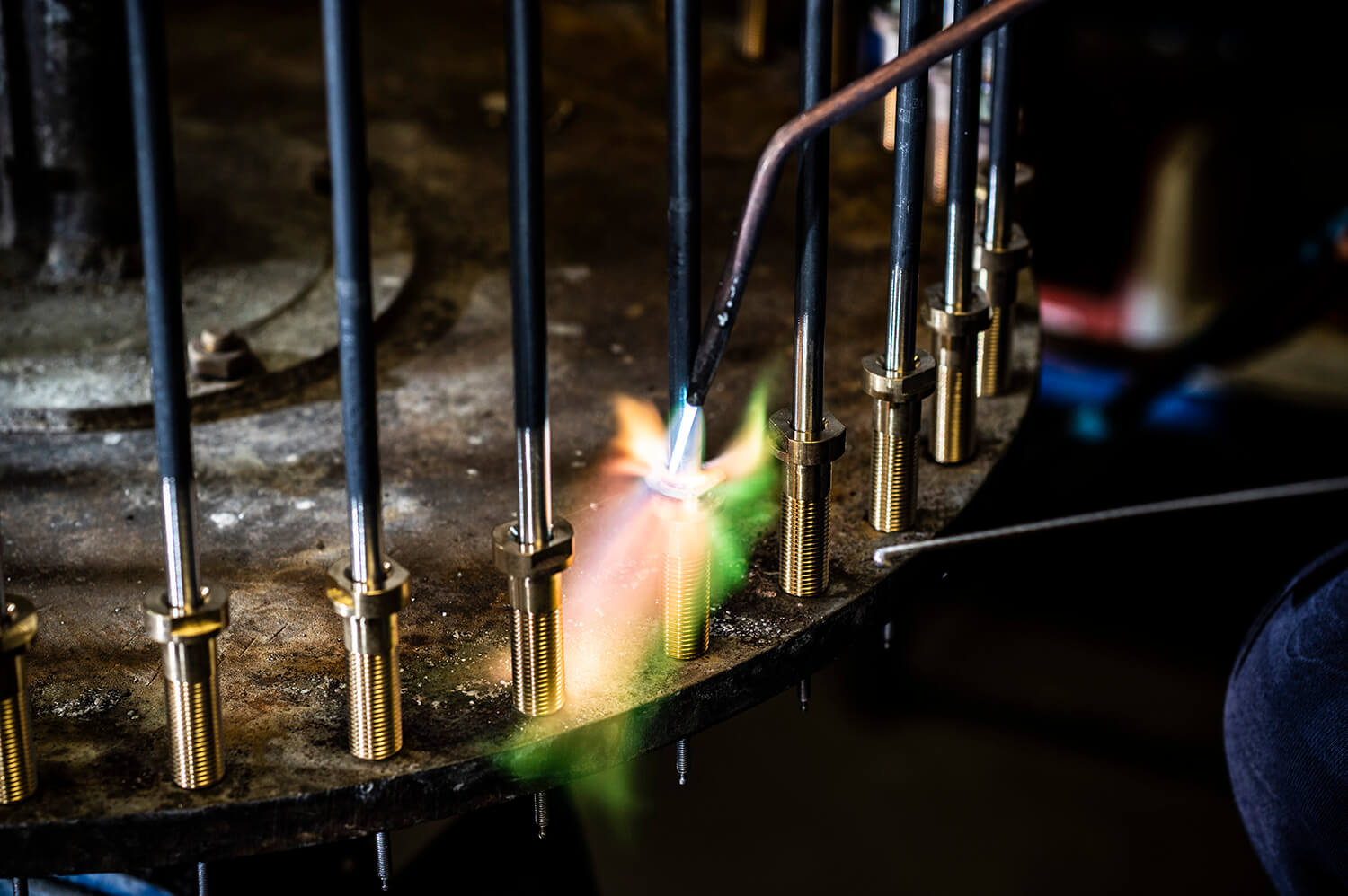 Close up photography of welding torch