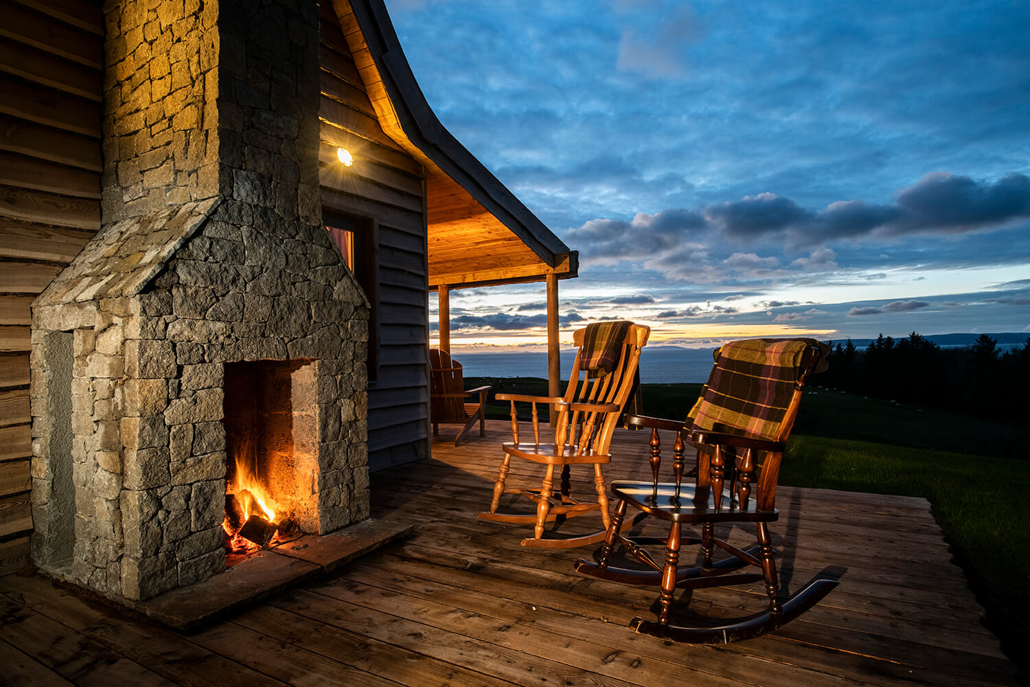 Outside fireplace at dusk by Glasgow commercial photographers Blink Imaging